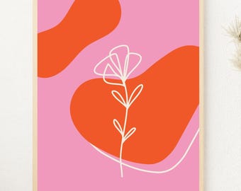 Pink Orange Minimalist abstrakte druckbare Kunst, große abstrakte Kunst-Druck, modernes Wohndekor Poster, Instant Download digitale Kunst