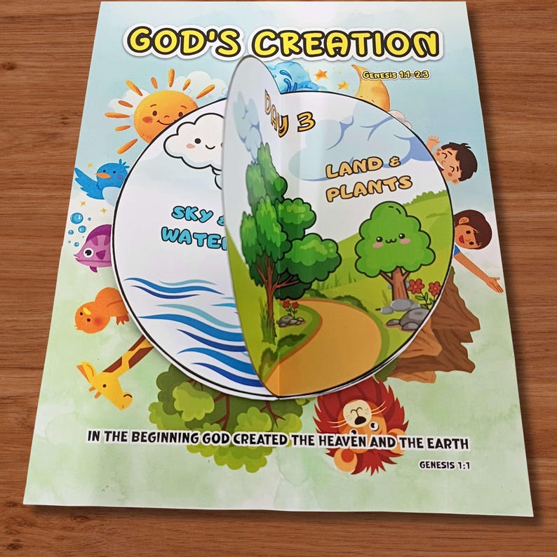 Days of Creation Bible Story Craft Printable, in the Beginning Genesis ...