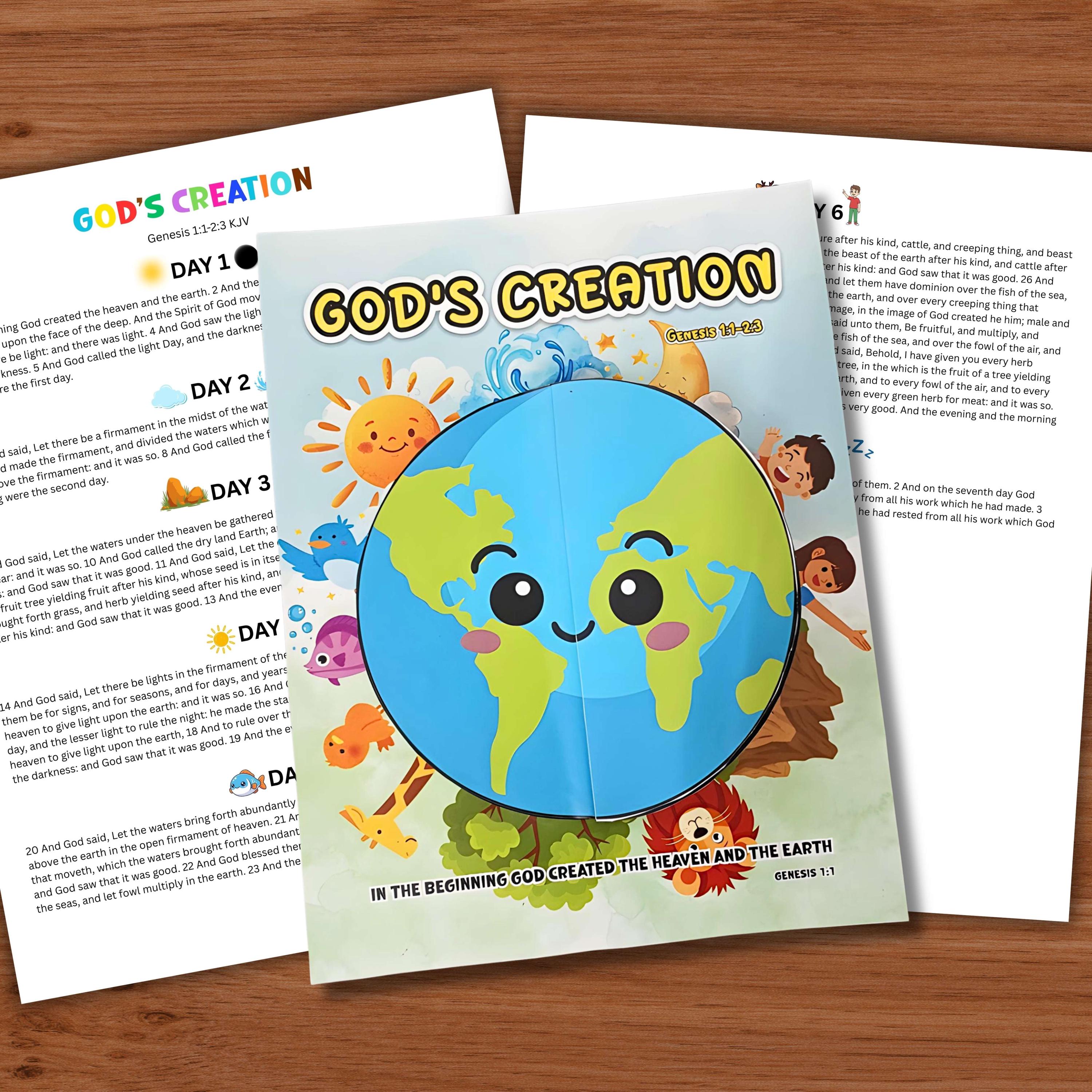 Days of Creation Bible Story Craft Printable, in the Beginning Genesis ...