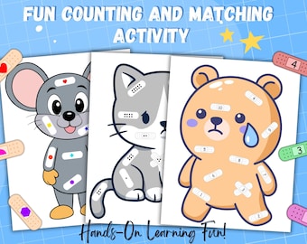 Number Counting and Shape Matching Bandage Craft for Kids Printable Doctor Set Dramatic Pretend Kit Toddler Learning Fun