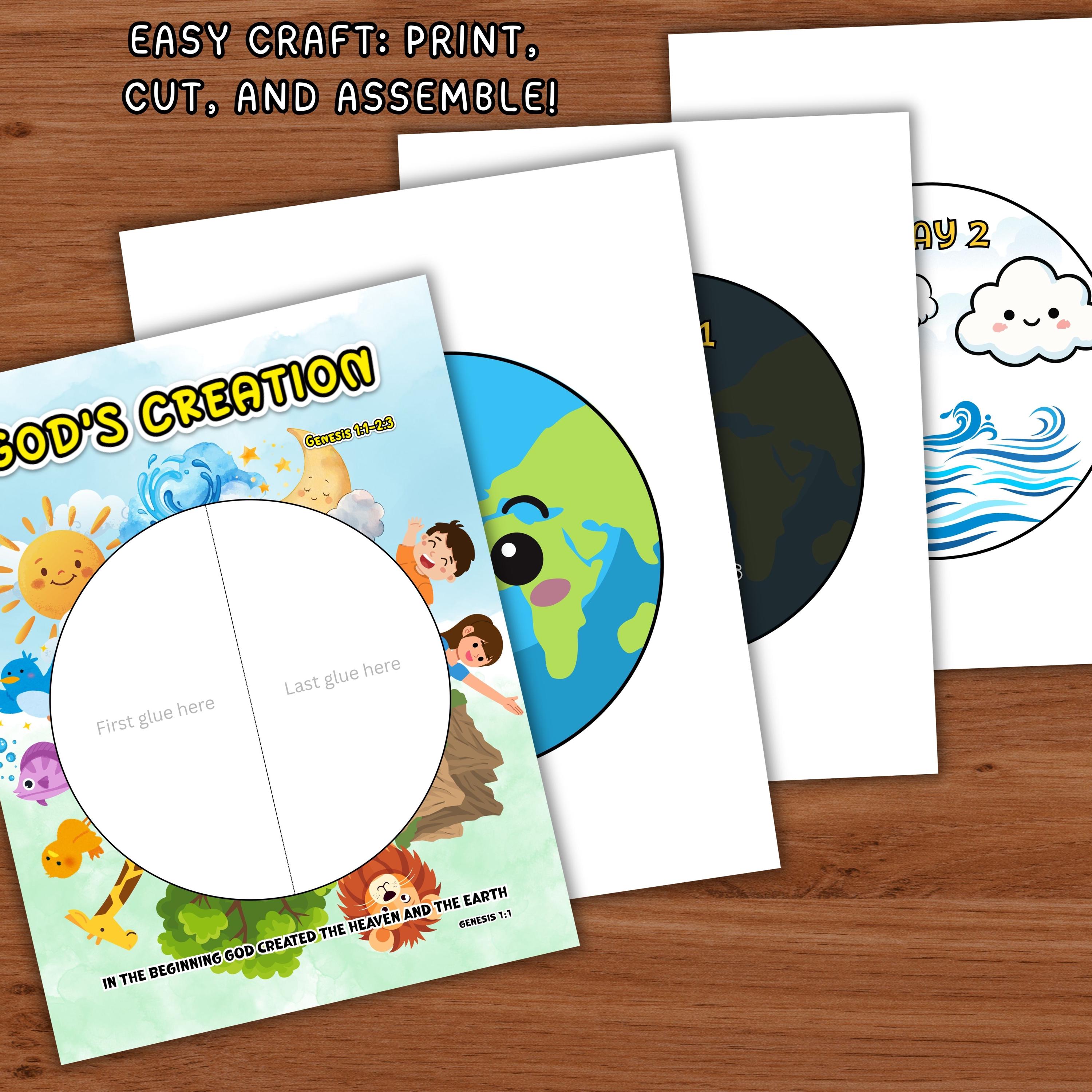 Days of Creation Bible Story Craft Printable, in the Beginning Genesis ...