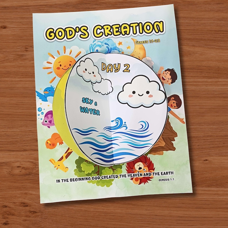 Days of Creation Bible Story Craft Printable, in the Beginning Genesis ...