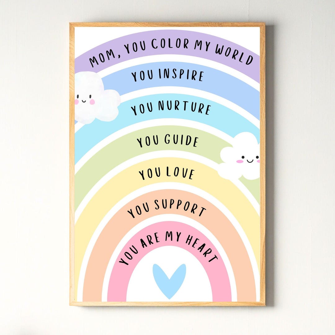 Inspirational Mothers Gift Printable Rainbow Art Digital Wall Decor for ...