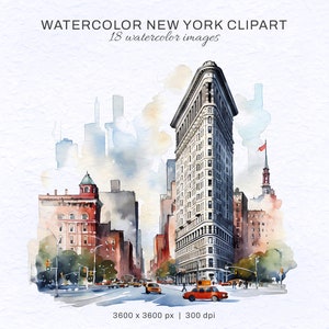 18 New York Wall Art, NYC Poster PNG, New York Skyline Art, AI Generated Art, Clipart Bundle, Download istantaneo, Licenza commerciale