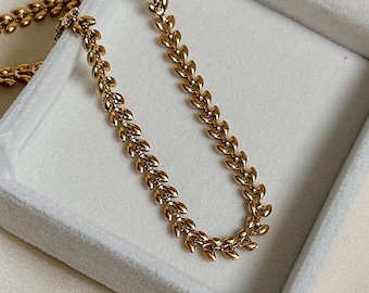 Leaf chain choker necklace, layering necklace, Dainty gold necklace, Chunky gold necklace, stacking necklace, necklace aesthetic