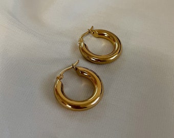Thick chunky hoops, 5mm thick, Hypoallergenic , minimalist hoops, Cartilage earrings, thick gold earrings, Simple hoops, Gift, Chunky hoops