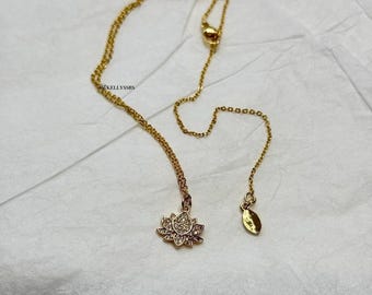 Lotus pendant necklace, thin gold chain necklace, Dainty necklace, Boho layering gold necklace, minimal dainty gold necklace