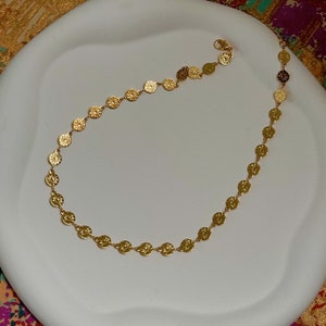 Coin choker necklace, Sun necklace, Poppy choker, gold coin choker, Chunky necklace, Gold choker, Sister gift, Gold coin necklace