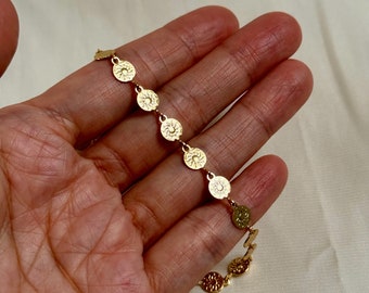 Coin choker necklace, Sun necklace, Poppy choker, gold coin choker, Gold choker, Gold coin necklace, Boho layering gold necklace