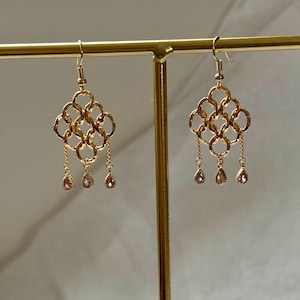 Crystal drops Chandelier earrings, gold plated earrings, bohemian earrings, Boho drop earrings, Cubic Zirconia earrings, christmas gifts