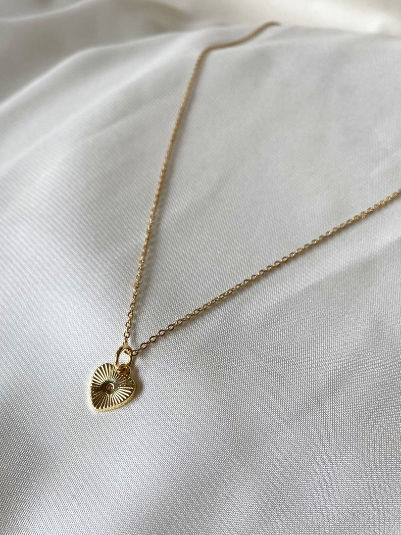 Anniversary gift for her Love earrings Cubic zirconia Birthday gift Delicate Dainty Gold charm necklace Heart pendant necklace