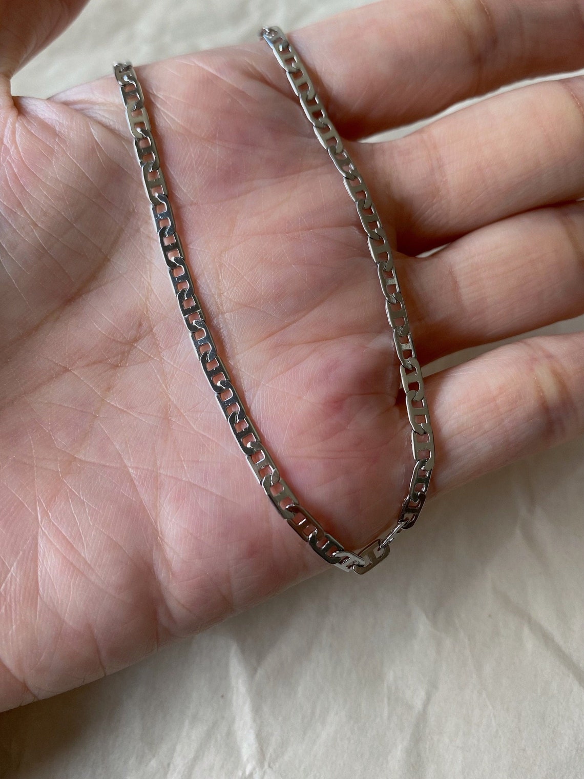 Mariner Chain Necklace 3mm Thick Stainless Steel Thin Etsy