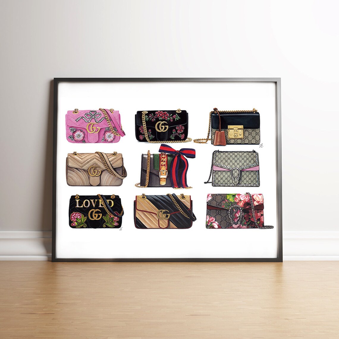 Fashion Wall Art Fashion Bag Wall Art Fashion Print Pink Woman Etsy
