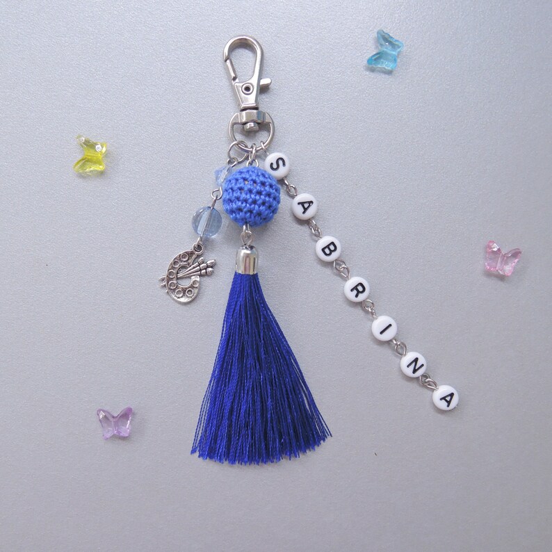 Tassel Keychain Personalized Monogram Keychain with Tassel Etsy