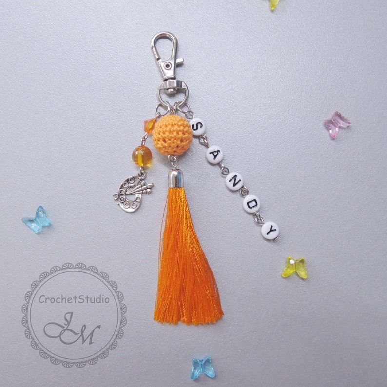 Tassel Keychain Personalized Monogram Keychain with Tassel Etsy
