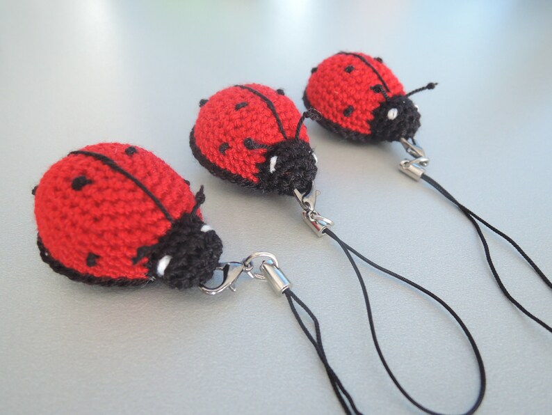 Crocheted Bug Keychain Ladybug Keychain Amigurumi Keychain Etsy