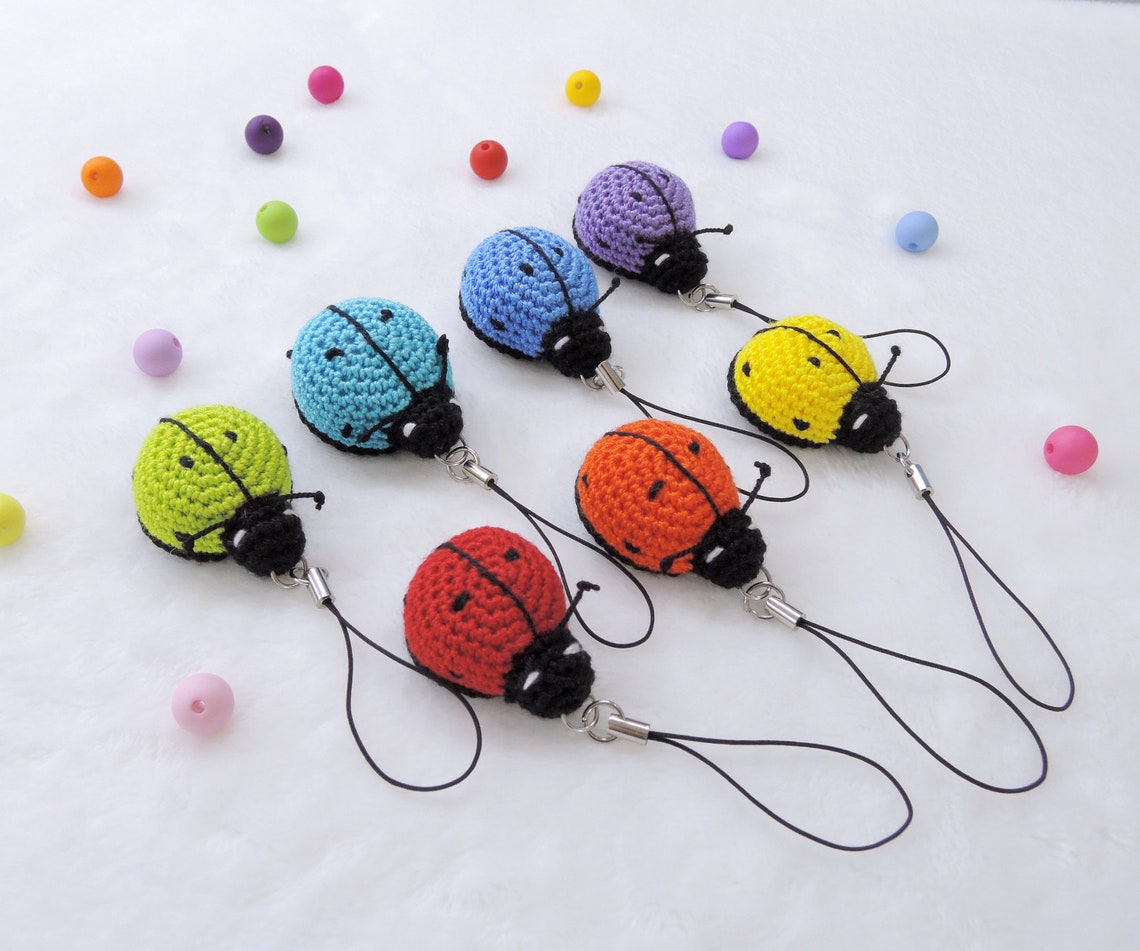 Crocheted Bug Keychain Ladybug Keychain Amigurumi Keychain Etsy