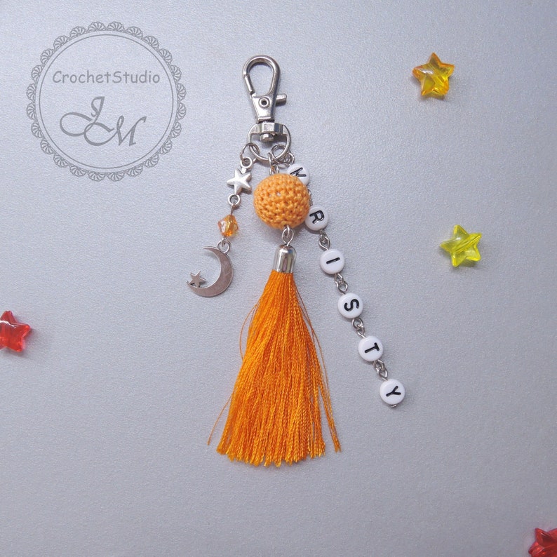 Tassel Keychain Personalized Monogram Keychain With Tassel Etsy