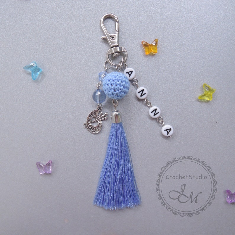 Tassel Keychain Personalized Monogram Keychain with Tassel Etsy