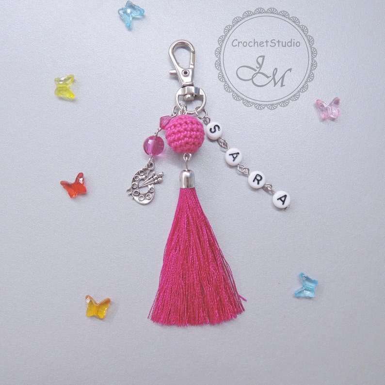 Tassel Keychain Personalized Monogram Keychain with Tassel Etsy
