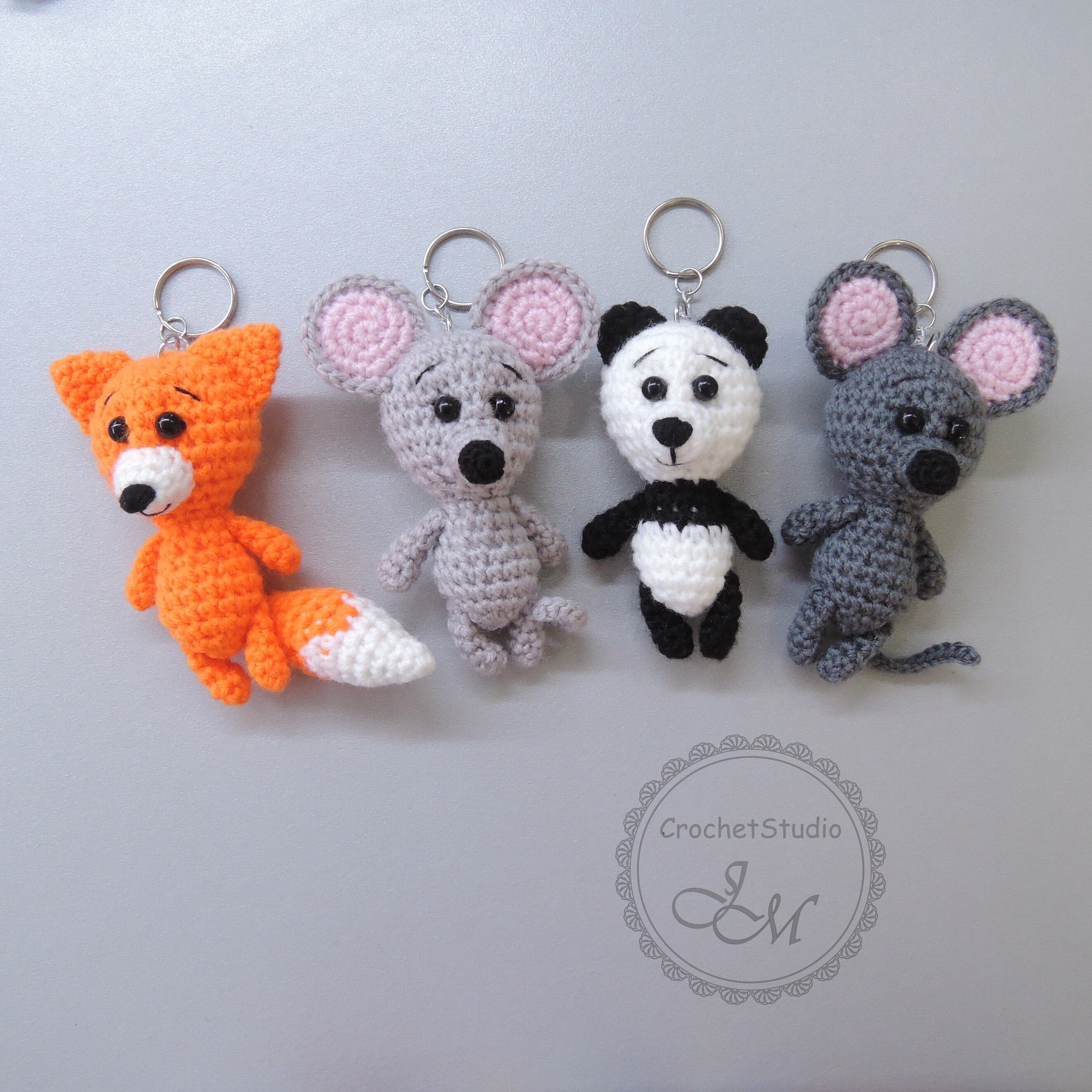 Crochet keychain amigurumi animal mouse rat on keys bag Etsy