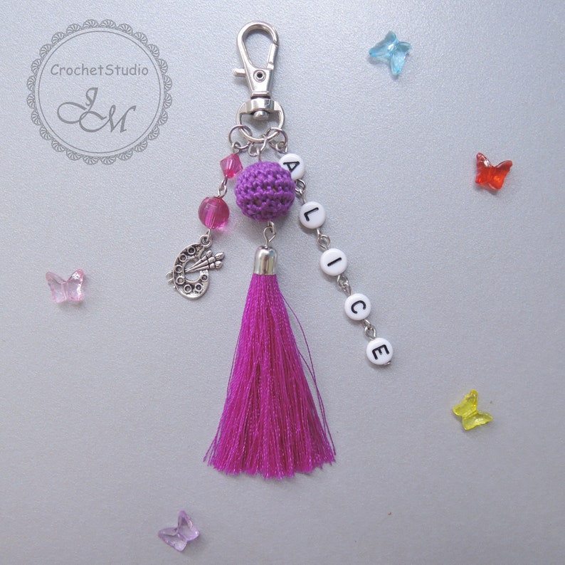 Tassel Keychain Personalized Monogram Keychain with Tassel Etsy