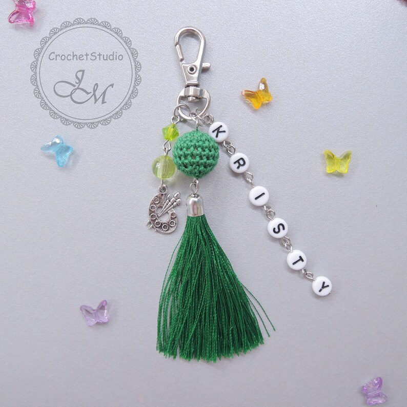 Tassel Keychain Personalized Monogram Keychain with Tassel Etsy