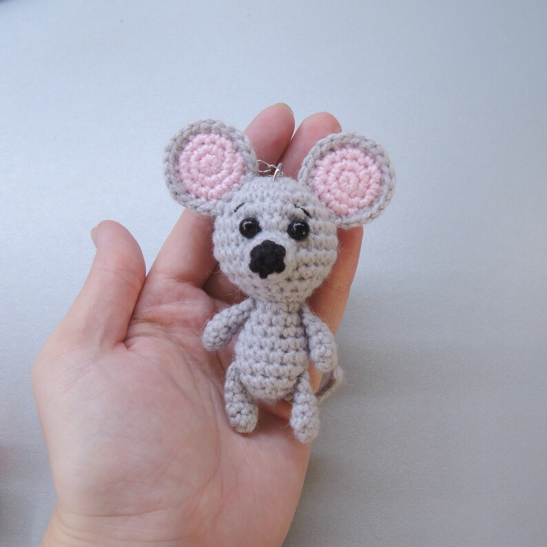 Crochet keychain amigurumi animal mouse rat on keys bag Etsy