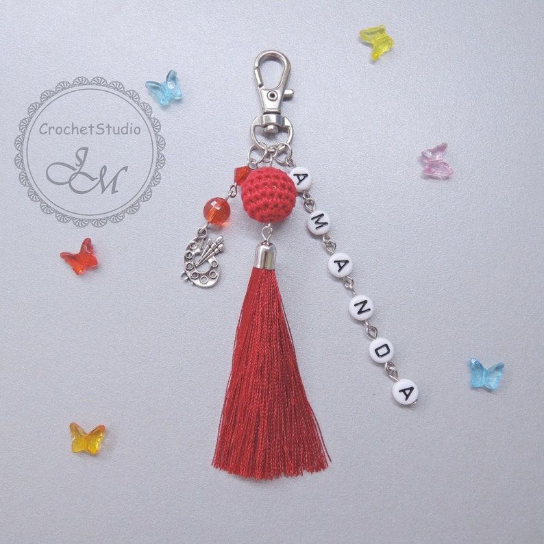 Tassel Keychain Personalized Monogram Keychain with Tassel Etsy