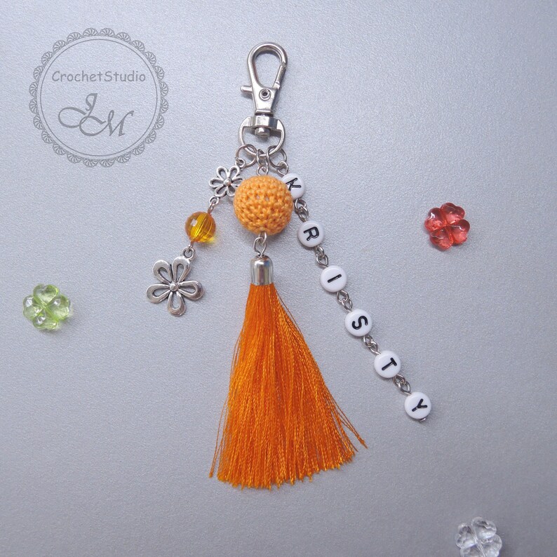 Tassel Keychain Personalized Keychain with Tassel and bead Etsy