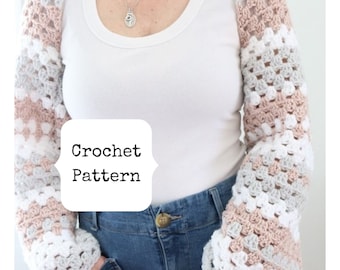 Crochet Shrug Pattern, Crochet Shrug Top Pattern, Crochet Granny Stripe Top, Granny Stripe Shrug Pattern, Crochet Shrug Women, Crochet Shrug