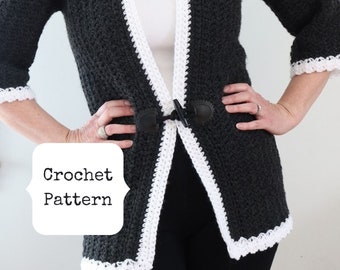 Crochet Cardigan Pattern, Crochet Cardigan Pattern Women, Crochet Cardigan, Retro Crochet Sweater Pattern, Vintage Style Crochet Pattern