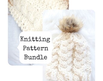 Knit Hat Pattern for Women, Cable Hat Knit Pattern, Winter Hat knit pattern, Cable Knit Pattern, Knit Neck Warmer Pattern, Knit Cowl Pattern