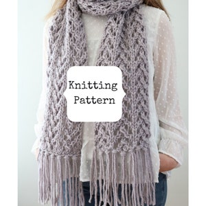 Scarf Knitting Pattern, Knit Scarf Pattern, Bulky Scarf Pattern, Lace Scarf Pattern, Bulky Lace Scarf Pattern image 1