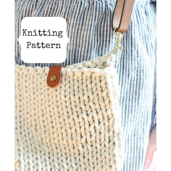 Shoulder Bag Knitting Pattern, Knit Bag Pattern, Knit Purse Pattern, Chunky Knit Bag Pattern, Modern Knit Bag pattern