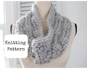Knitting Patterns, Cowl Knitting Pattern, Knit Cowl pattern, Knit cowl pdf, Knit scarf pattern, Chunky knit cowl