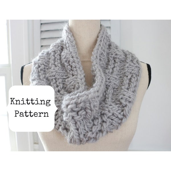 Knitting Patterns, Cowl Knitting Pattern, Knit Cowl pattern, Knit cowl pdf, Knit scarf pattern, Chunky knit cowl