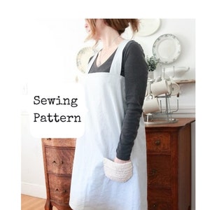 Cross Back Apron Sewing Pattern, japanese style apron pattern, cross back apron pattern, apron sewing pattern