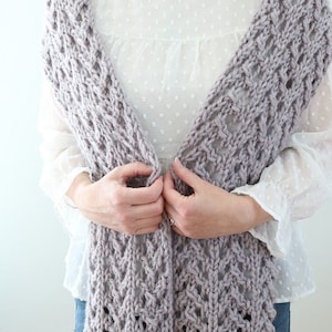 Scarf Knitting Pattern, Knit Scarf Pattern, Bulky Scarf Pattern, Lace Scarf Pattern, Bulky Lace Scarf Pattern image 5