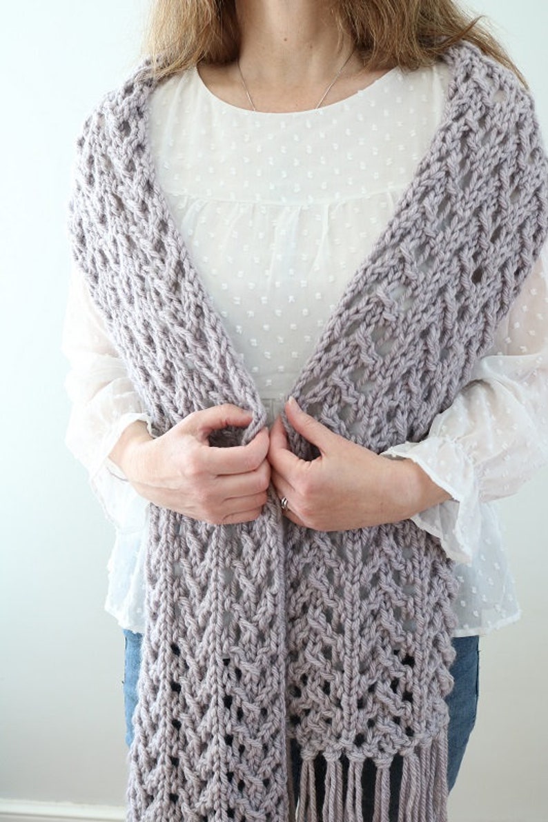 Scarf Knitting Pattern, Knit Scarf Pattern, Bulky Scarf Pattern, Lace Scarf Pattern, Bulky Lace Scarf Pattern image 5