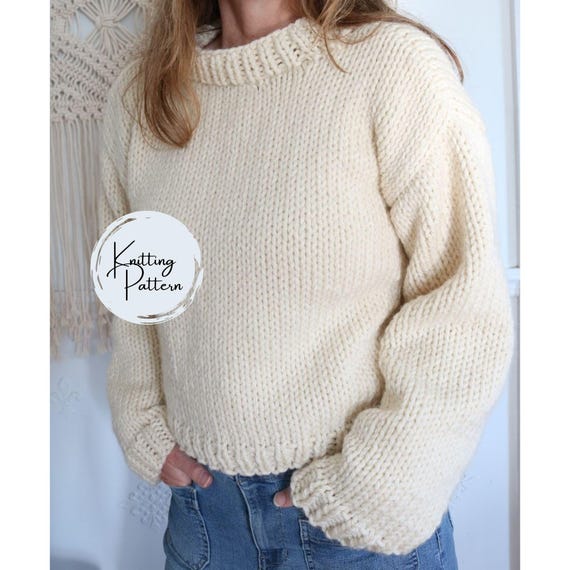 Chunky Knit Sweater Pattern, Knit Pullover & Jumper Pattern for Cozy Winter Style
