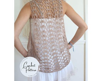 女性用ボヘミアンクロッシェベストパターン ヒッピーレトロボヘミアンクロッシェサマートップス タッセル付きコットンレースシュラッグ