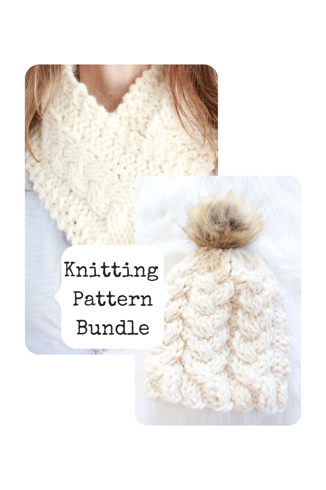 Knit Hat Pattern for Women, Cable Hat Knit Pattern, Winter Hat Knit ...