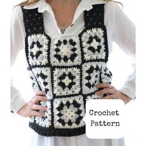 Crochet Vest Pattern, Sweater Top Pattern, Granny Square Top, Modern Crochet Vest, sleeveless sweater
