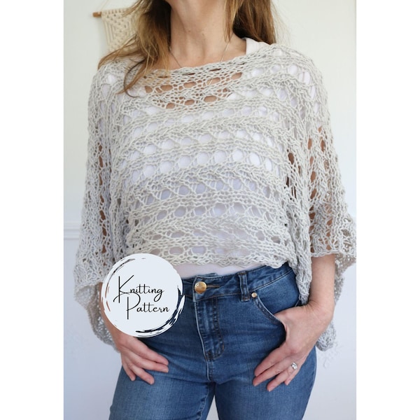 Lace Shrug Knitting Pattern Easy Knit Shrug Long Sleeve Lightweight Layering Knit Wrap