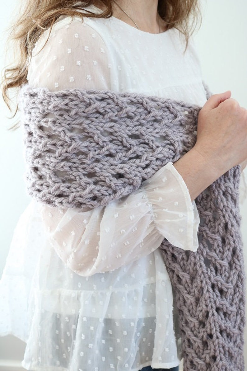 Scarf Knitting Pattern, Knit Scarf Pattern, Bulky Scarf Pattern, Lace Scarf Pattern, Bulky Lace Scarf Pattern image 4