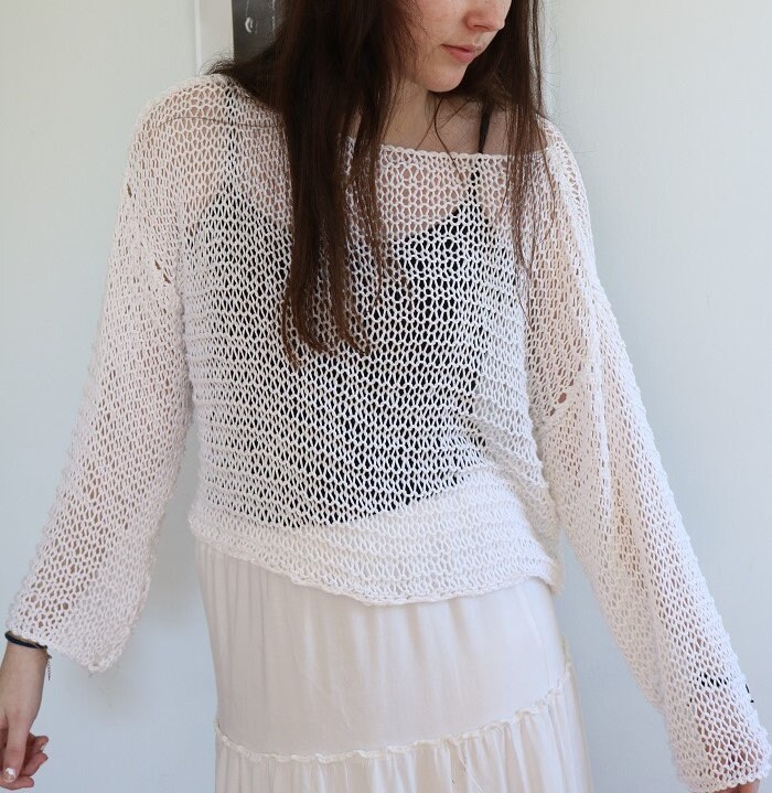 Summer Knit Sweater Pattern, Lace Knit Sweater Pattern
