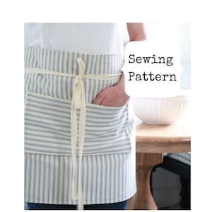 Farmhouse Style Pocket Apron sewing pattern, half apron sewing pattern, farmhouse apron pattern, apron sewing pattern image 1