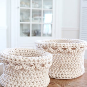 Crochet Basket Pattern, Crochet Storage Basket pattern, Crochet plant basket, Round Crochet Basket, Crochet Plant Cover, Crochet Scallop image 2