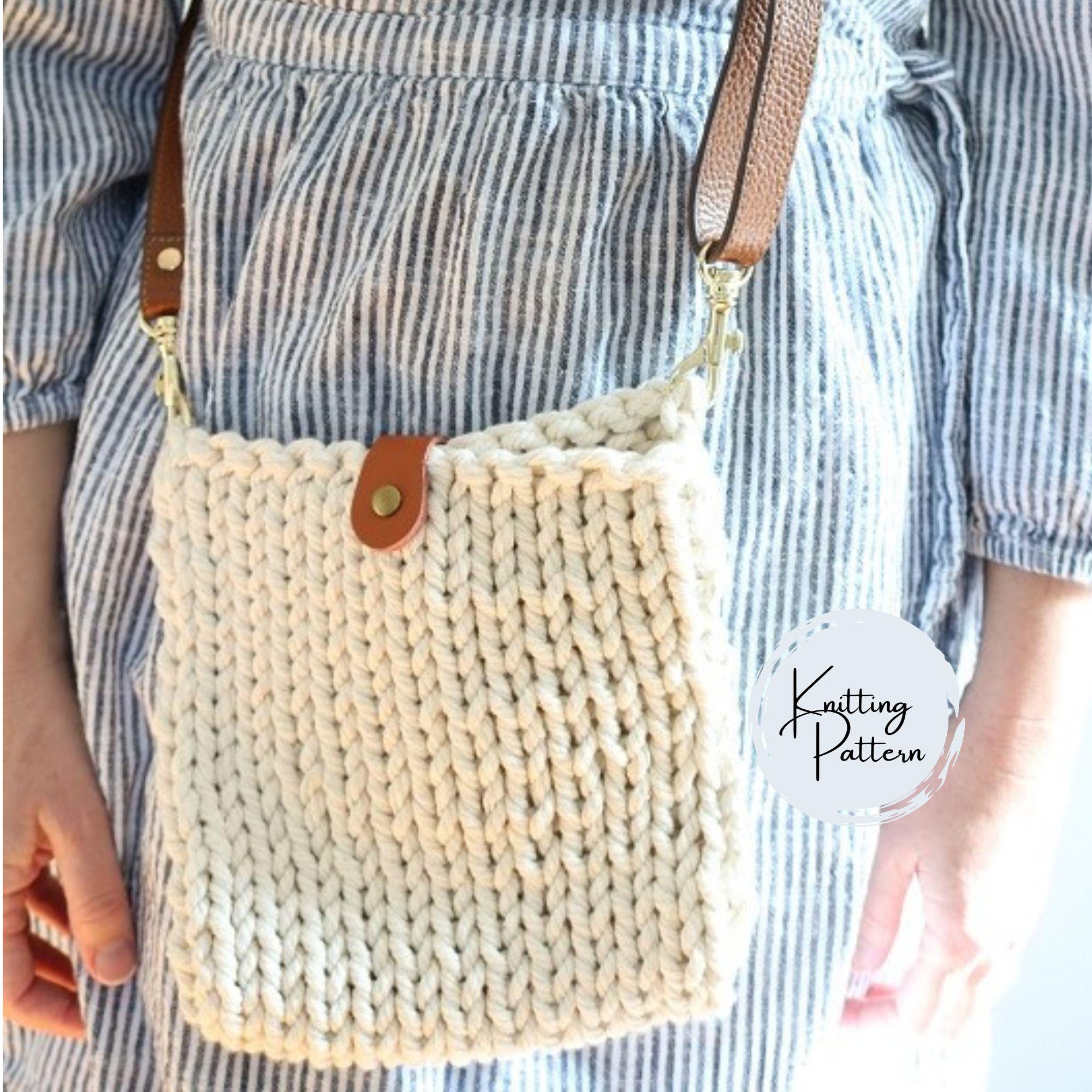 [HAZZYS] Summer Stripe Knitting Shoulder Bag BG / 税込み Knit Bag Pattern: Chunky Knit Purse, Modern Shoulder Bag